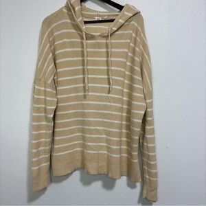 GAP XXL 2XL Women's Striped Sweater Hoodie Pullover Cotton Neutral Stripe